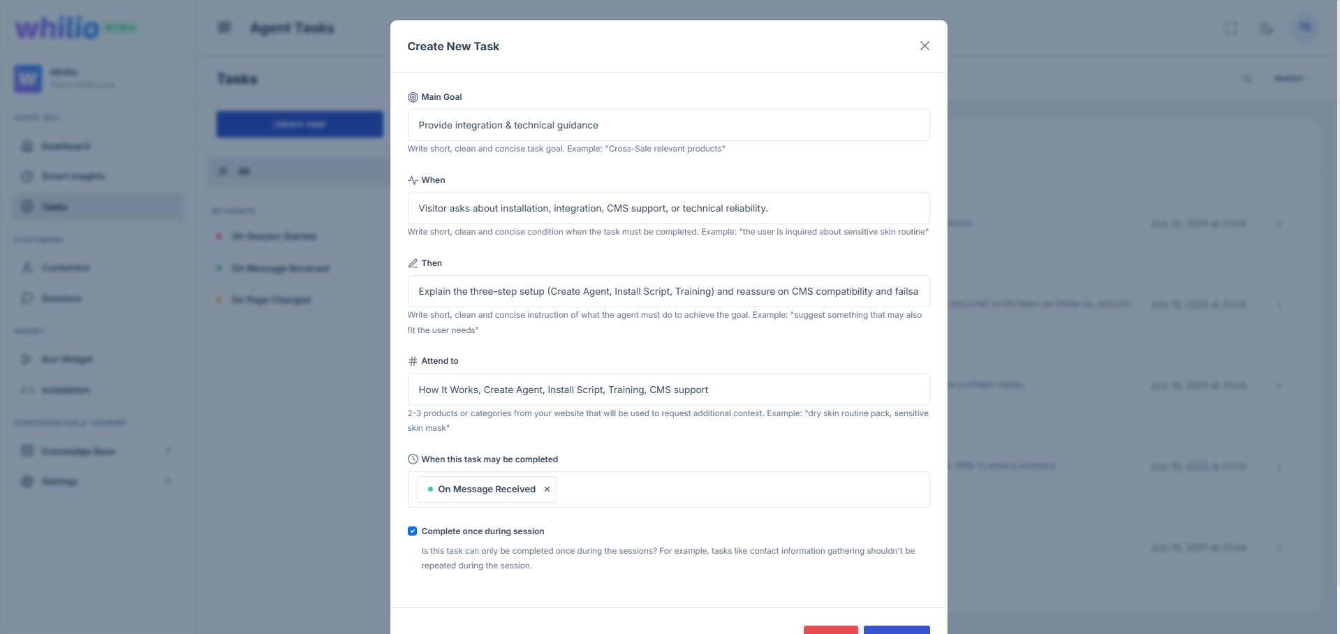 Whilio tasks